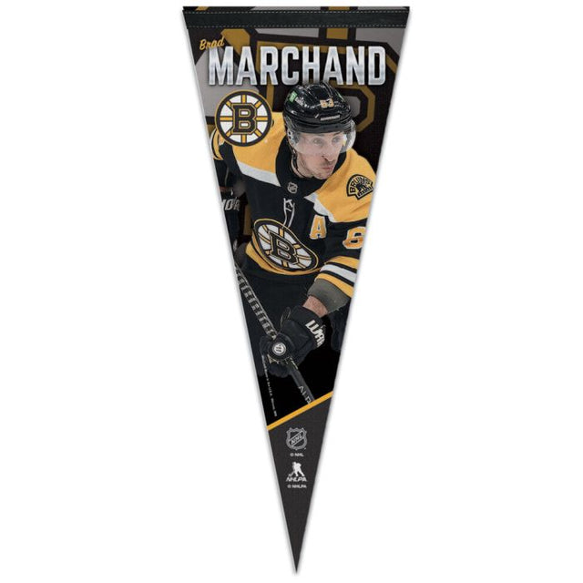 Banderín premium de los Boston Bruins de 12" x 30" de Brad Marchand