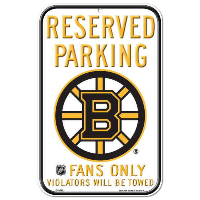 Letrero de plástico de estacionamiento reservado de los Boston Bruins de 11" x 17"