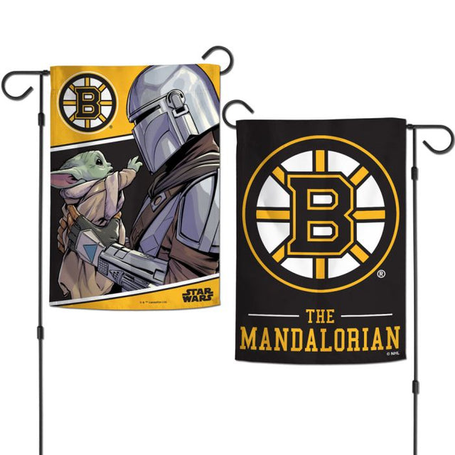 Banderas de jardín de los Boston Bruins y Star Wars Mandalorian de 2 lados, 12,5" x 18"