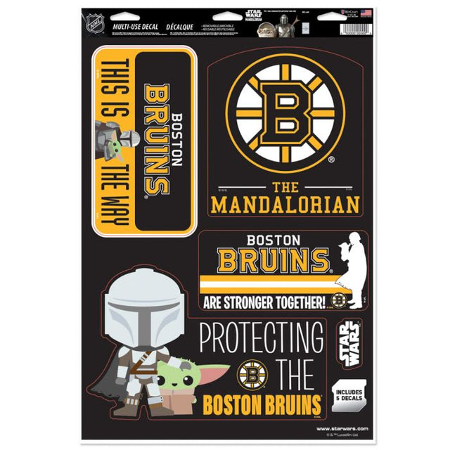 Calcomanía multiusos de los Boston Bruins y Star Wars Mandalorian de 11" x 17"