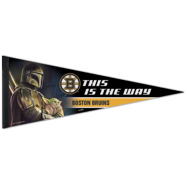 Banderín premium de los Boston Bruins y Star Wars Mandalorian de 30 x 76 cm