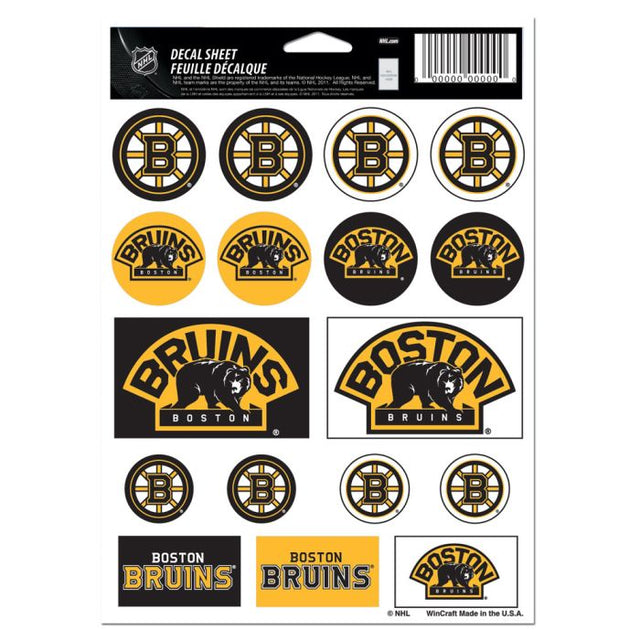 Lámina de calcomanías de vinilo de los Boston Bruins de 5" x 7"