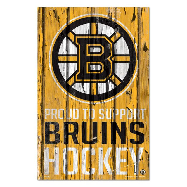 Letrero de madera de los Boston Bruins, 11" x 17", 1/4" de grosor