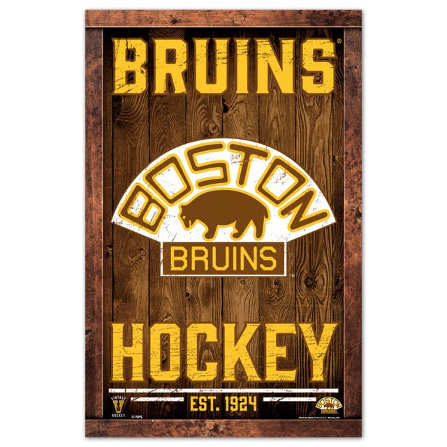 Letrero de madera de los Boston Bruins, 11" x 17", 1/4" de grosor