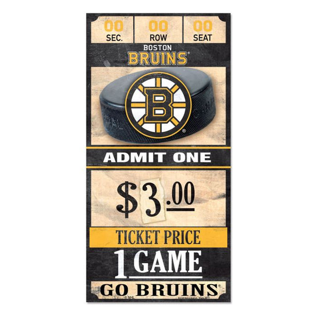 Letrero de madera de los Boston Bruins de 6 x 12 3/8" de grosor