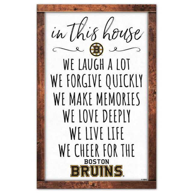 Letrero de madera con la lista de los Boston Bruins, 11" x 17", 1/4" de grosor