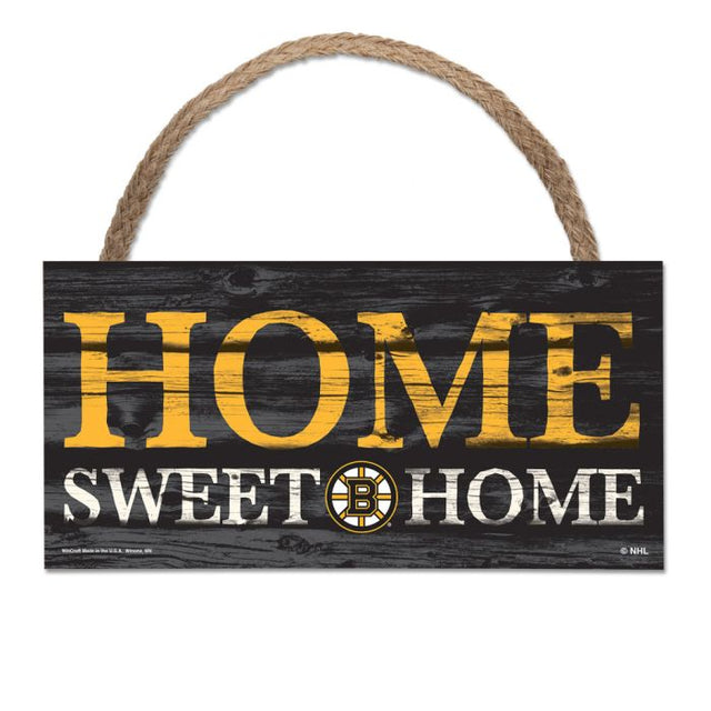 Boston Bruins home sweet home Wood Sign w/Rope 5" x 10"