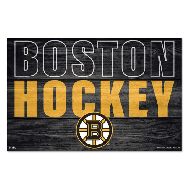 Letrero de madera con la ubicación de los Boston Bruins, 11" x 17", 1/4" de grosor