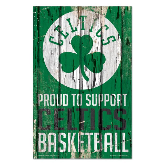 Letrero de madera de los Boston Celtics de 11" x 17" y 1/4" de grosor