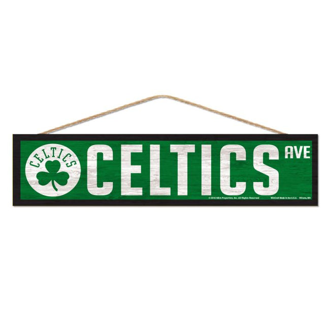 Letrero de madera de los Boston Celtics con cuerda de 4" x 17"