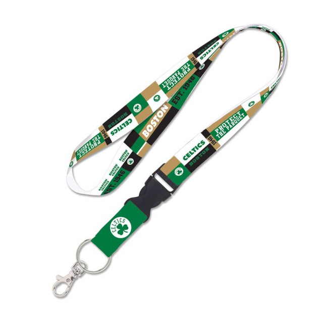 Boston Celtics color block Lanyard w/detachable buckle 1"