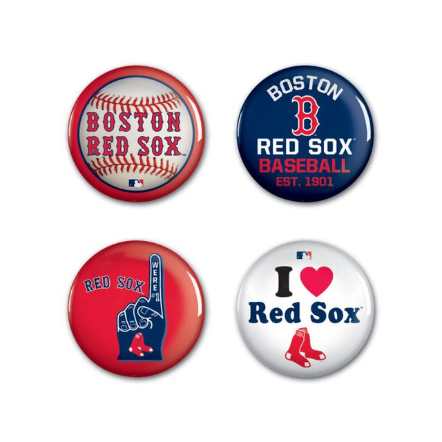 Paquete de 4 botones de los Boston Red Sox de 1 1/4" de diámetro