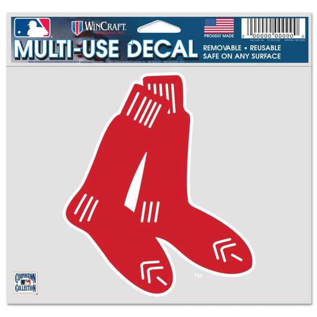 Boston Red Sox / Cooperstown Multi-Use Decal -Clear Bckrgd 5" x 6"