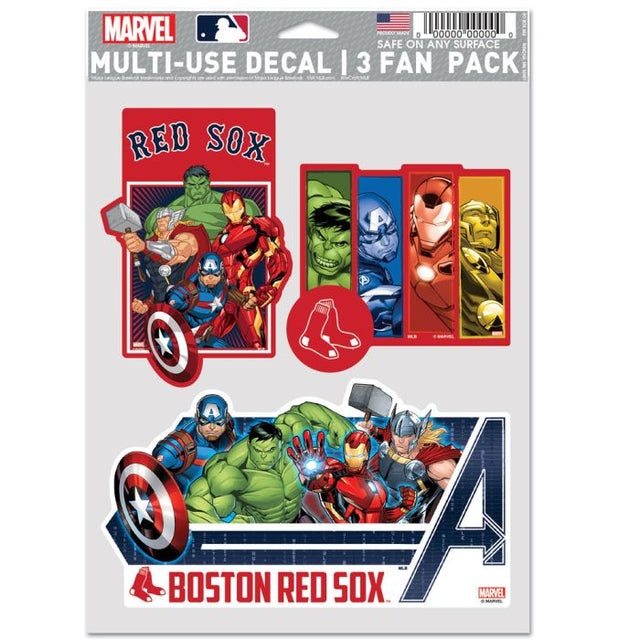 Paquete multiusos para 3 fanáticos de los Boston Red Sox/Marvel (c) 2021