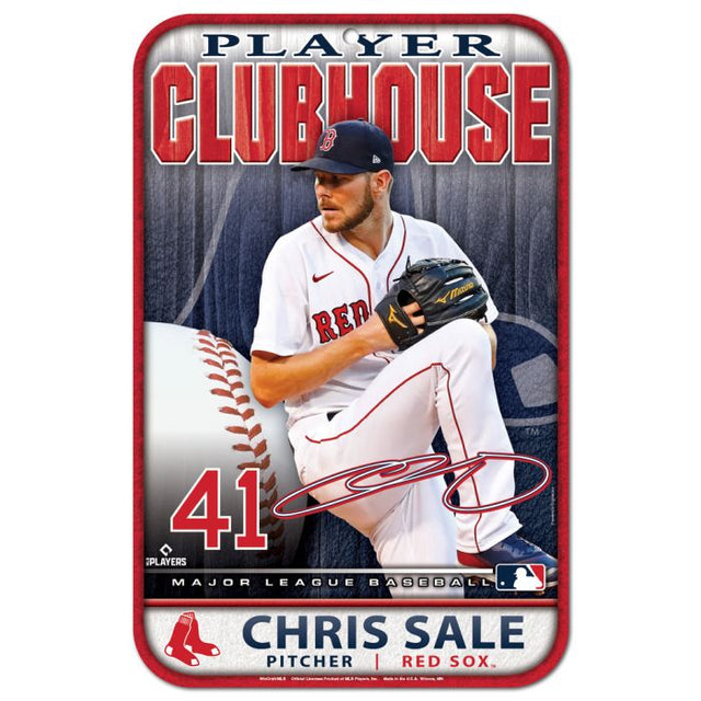 Letrero de plástico de los Boston Red Sox de 11" x 17" Chris Sale