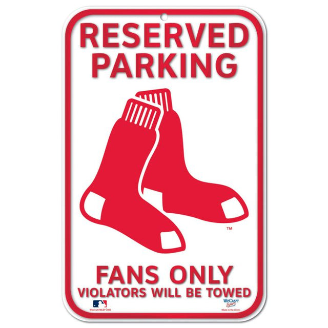 Letrero de plástico de estacionamiento reservado de los Boston Red Sox de 11" x 17"