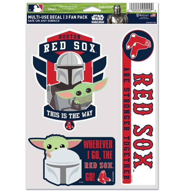 Paquete multiusos para 3 fanáticos de los Boston Red Sox y Star Wars Mandalorian