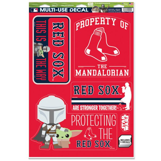 Calcomanía multiusos de los Boston Red Sox y Star Wars Mandalorian de 11" x 17"