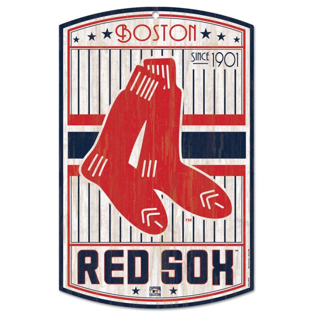 Letrero de madera de los Boston Red Sox de 11" x 17" y 1/4" de grosor