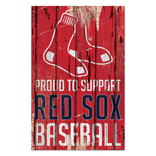 Letrero de madera de los Boston Red Sox de 11" x 17" y 1/4" de grosor