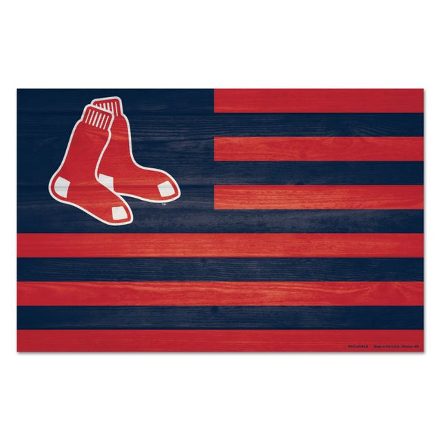 Letrero de madera con el logo de los Boston Red Sox, 11" x 17", 1/4" de grosor