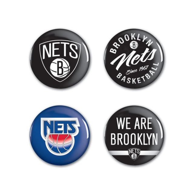 Brooklyn Nets Button 4 Pack 1 1/4" Rnd