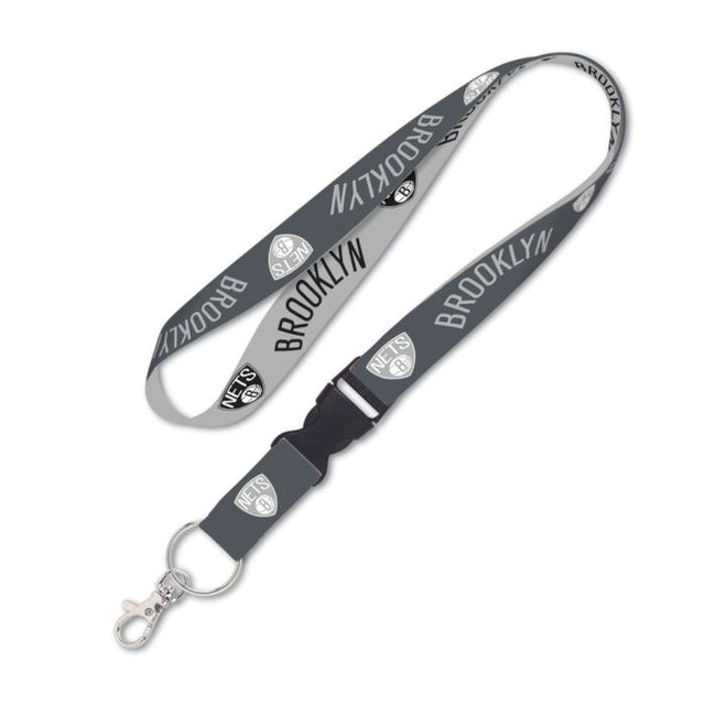 Brooklyn Nets Charcaol Lanyard w/detachable buckle 1"