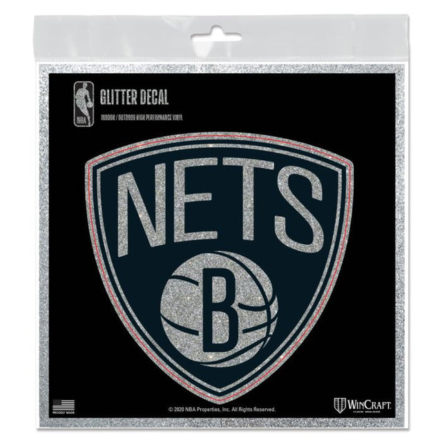 Brooklyn Nets Decal Glitter 6" x 6"