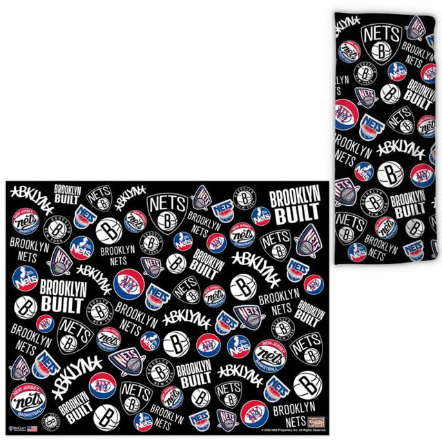 Envolturas para fanáticos con estampados dispersos de Brooklyn Nets/Hardwoods