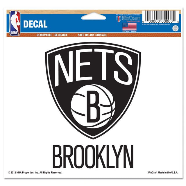 Brooklyn Nets Multi-Use Decal -Clear Bckrgd 5" x 6"