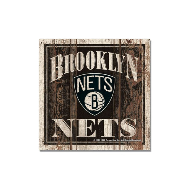 Imán de madera de los Brooklyn Nets de 3" x 3"