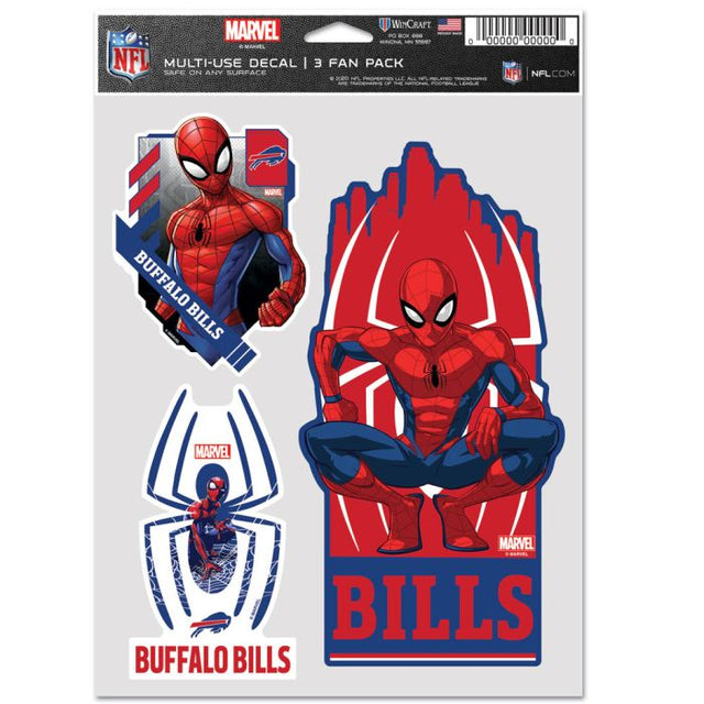 Paquete multiusos para 3 fanáticos de Marvel de Buffalo Bills/Marvel (C) 2021