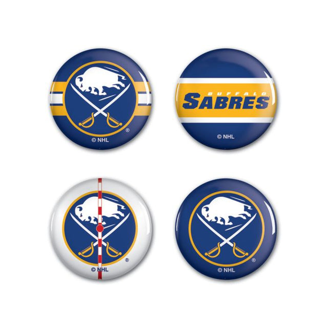 Paquete de 4 botones Buffalo Sabres de 1 1/4" de diámetro