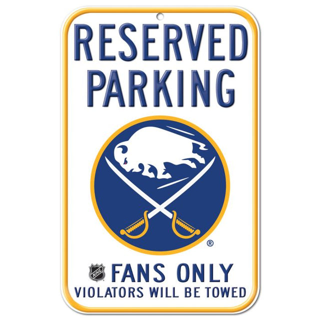 Letrero de plástico de estacionamiento reservado de Buffalo Sabres de 11" x 17"