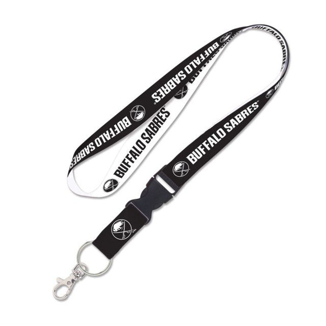 Buffalo Sabres black and white Lanyard w/detachable buckle 1"