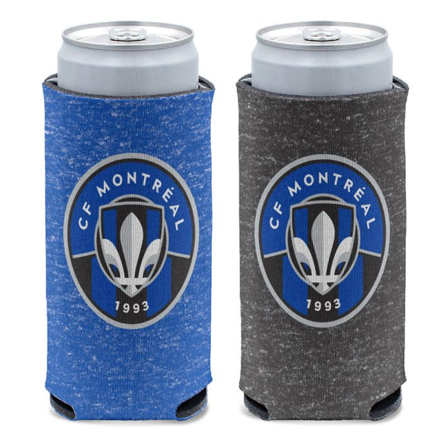 Enfriador de latas delgado de 12 oz con acabado jaspeado de CF Montreal