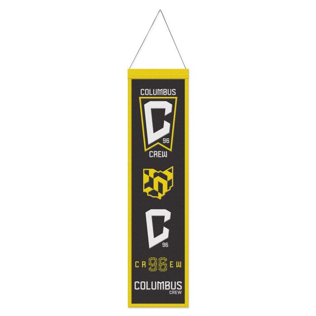 Bandera de lana con logotipo principal de COLUMBUS CREW en color negro, 8" x 32"