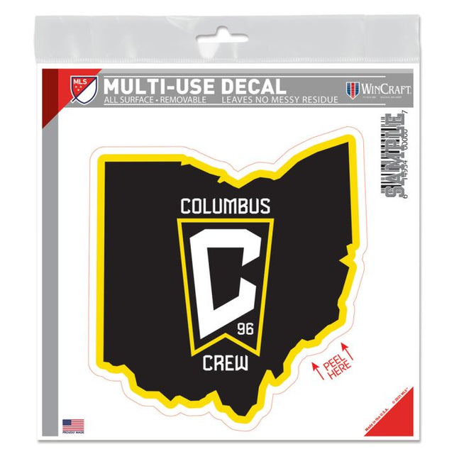 Calcomanía para todas las superficies COLUMBUS CREW STATE SHAPE de 6" x 6"