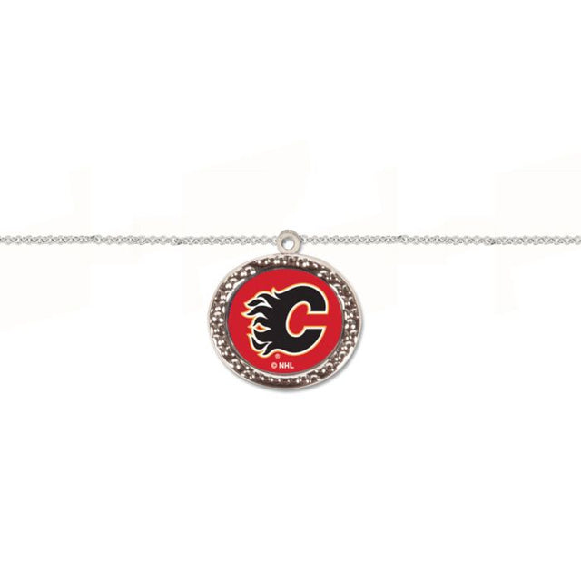 Pulsera con el logotipo de la tercera camiseta de los Calgary Flames y dije de joyería en caja