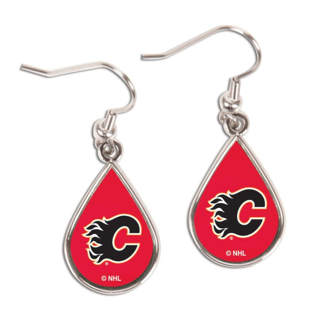 Calgary Flames 3rd Jersey Logo Earrings Jewelry Carded Tear Drop