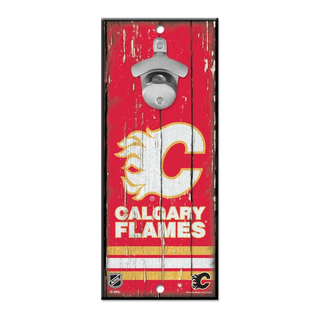 Calgary Flames Bottle Opener Sign 5x11