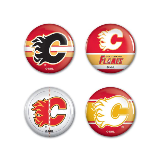 Calgary Flames Button 4 Pack 1 1/4" Rnd