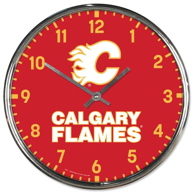 Calgary Flames Chrome Clock