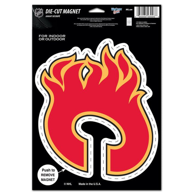 Imán troquelado con el logotipo de Calgary Flames, 6,25" x 9"