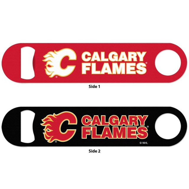 Abridor de botellas de metal de dos caras de Calgary Flames