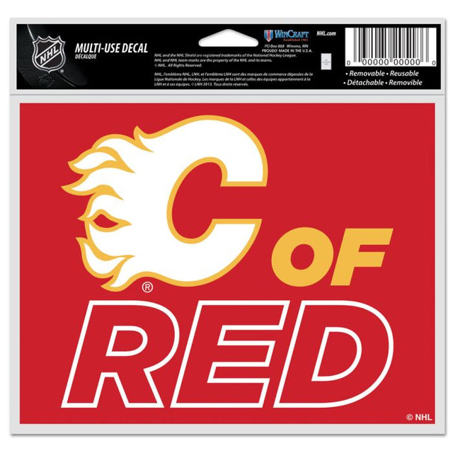 Calgary Flames Multi-Use Decal -Clear Bckrgd 5" x 6"