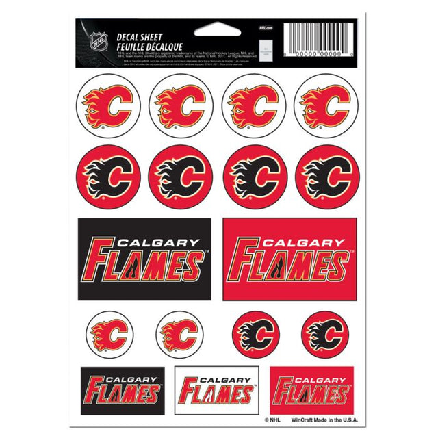 Lámina de calcomanías de vinilo de Calgary Flames de 5" x 7"