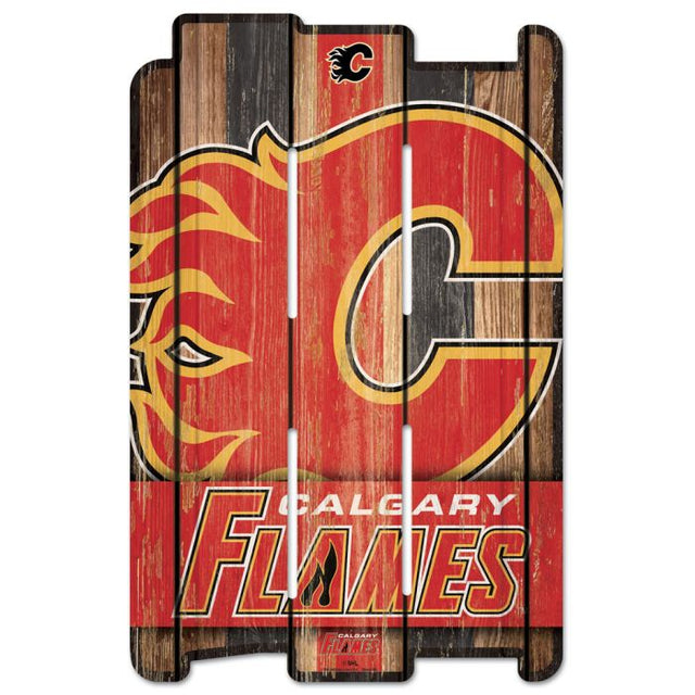 Calgary Flames Wood Fence Sign