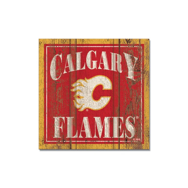 Imán de madera de los Calgary Flames de 3" x 3"