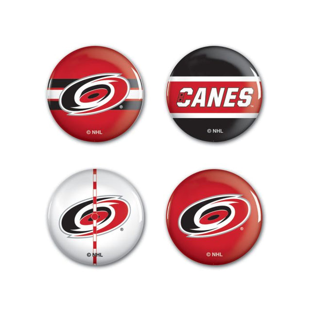 Paquete de 4 botones de los Carolina Hurricanes de 1 1/4" de diámetro